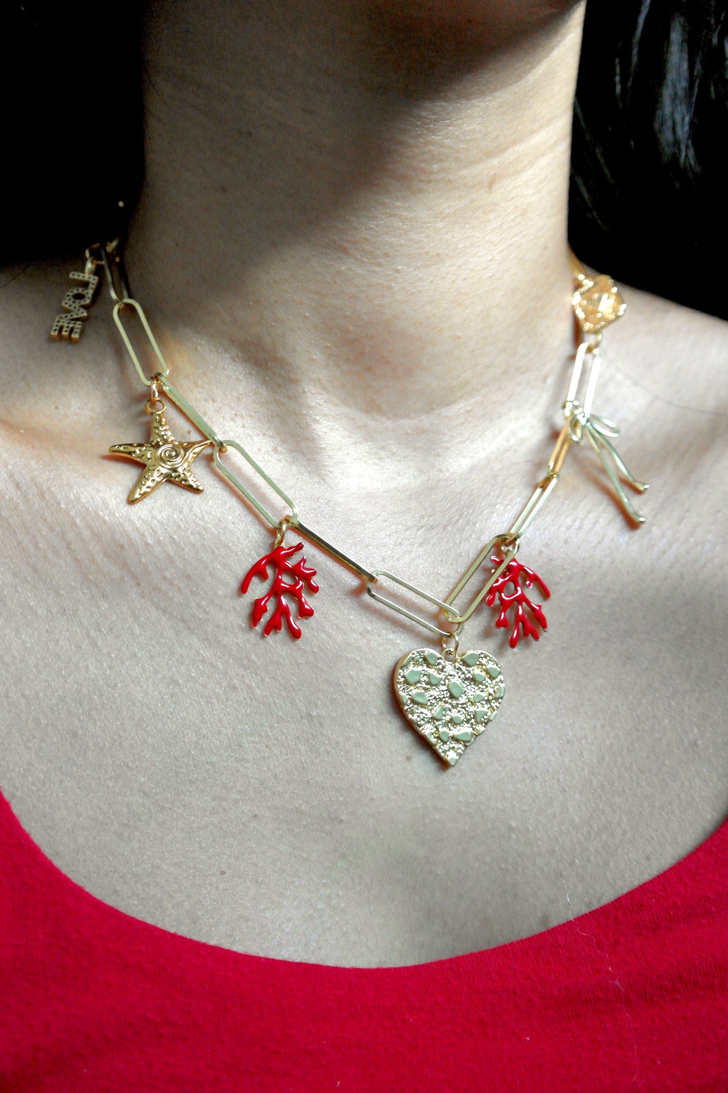 RED FALL CHARM NECKLACE