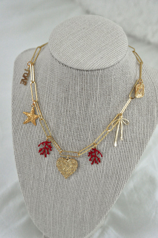 RED FALL CHARM NECKLACE