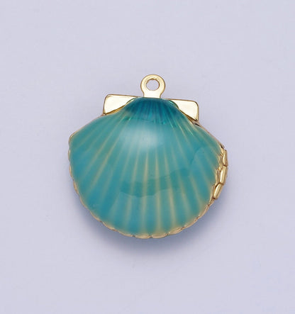 AQUA SHELL LOCKET CHARM